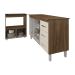 Gabinete Armário Carine 138 cm com Tampo Tampão e Balcão Evelyn Para cooktop 4 Bocas Savana e Off White 
