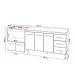 Gabinete Armário Carine 138 cm com Tampo Tampão e Balcão Evelyn Para cooktop 5 Bocas Branco 