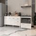 Gabinete Armário Carine 138 cm com Tampo Tampão e Balcão Evelyn Para cooktop 5 Bocas Branco 