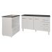 Gabinete Armário Carine 138 cm com Tampo Tampão e Balcão Evelyn Para cooktop 5 Bocas Branco e Preto 