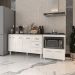 Gabinete Armário Carine 138 cm com Tampo Tampão e Balcão Evelyn Para cooktop 5 Bocas Branco e Preto 