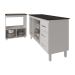 Gabinete Armário Carine 138 cm com Tampo Tampão e Balcão Evelyn Para cooktop 5 Bocas Branco e Preto 