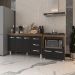 Gabinete Armário Carine 138 cm com Tampo Tampão e Balcão Evelyn Para cooktop 5 Bocas Savana com Preto 