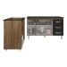 Gabinete Armário Carine 138 cm com Tampo Tampão e Balcão Evelyn Para cooktop 5 Bocas Savana e Preto 