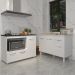 Gabinete Cozinha Armário Balcão de Pia 120 cm Aline e Balcão para Fogão Cooktop 4 Bocas e Forno Alana Branco 
