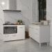 Gabinete Cozinha Armário Balcão de Pia 120 cm Aline e Balcão para Fogão Cooktop 4 Bocas e Forno Alana Branco 