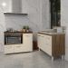 Gabinete Cozinha Armário Balcão de Pia 120 cm Aline e Balcão para Fogão Cooktop 4 Bocas e Forno Alana Savana Off White 