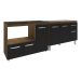 Gabinete Cozinha Armário Balcão de Pia 120 cm Aline e Balcão para Fogão Cooktop 4 Bocas e Forno Alana Savana Preto 