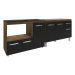 Gabinete Cozinha Armário Balcão de Pia 120 cm Aline e Balcão para Fogão Cooktop 5 Bocas e Forno Alana Savana Preto 