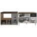 Gabinete Cozinha Armário Balcão de Pia 120 cm Aline e Balcão para Fogão Cooktop 5 Bocas e Forno Alana Savana Preto 
