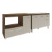 Gabinete Cozinha Armário Balcão de Pia 120 cm Aline e Balcão para Microondas e Forno Elétrico Lilian Savana Off White 