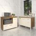 Gabinete Cozinha Armário Balcão de Pia 120 cm Aline e Balcão para Microondas e Forno Elétrico Lilian Savana Off White 