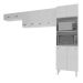 Kit 3 Peças Cozinha Compacta Luna Paneleiro Torre Quente Armário Suspenso Aéreo 118cm Aéreo Geladeira Branco 
