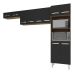 Kit 3 Peças Cozinha Compacta Luna Paneleiro Torre Quente Armário Suspenso Aéreo 118cm Aéreo Geladeira Savana Preto 