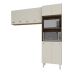 Kit Torre Quente Paneleiro 4 Portas 2 Nichos e Armário Suspenso Aéreo 4 Portas 118cm Modulado Cozinha Savana Off White