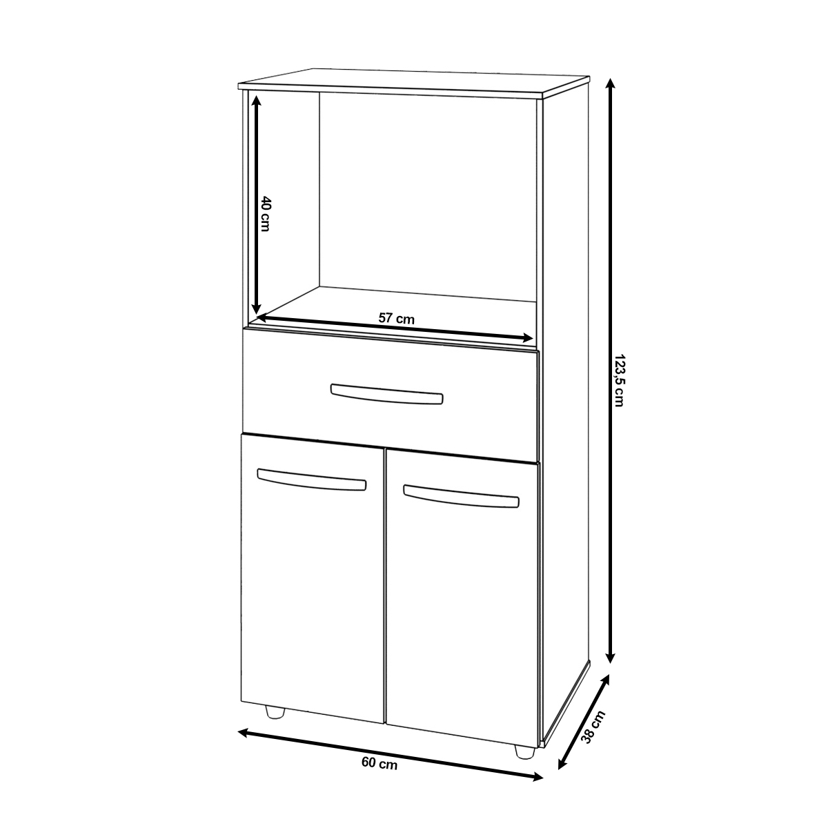 Multiuso Armário Laura com Nicho para Forno Elétrico e Microondas com Gaveta e 2 Portas Mobília Decor Savana Off White