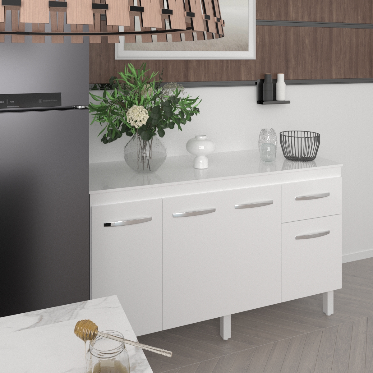 Tampo Tampão MDP 15 mm Mobília Decor Para Balcão de 140 cm Branco 