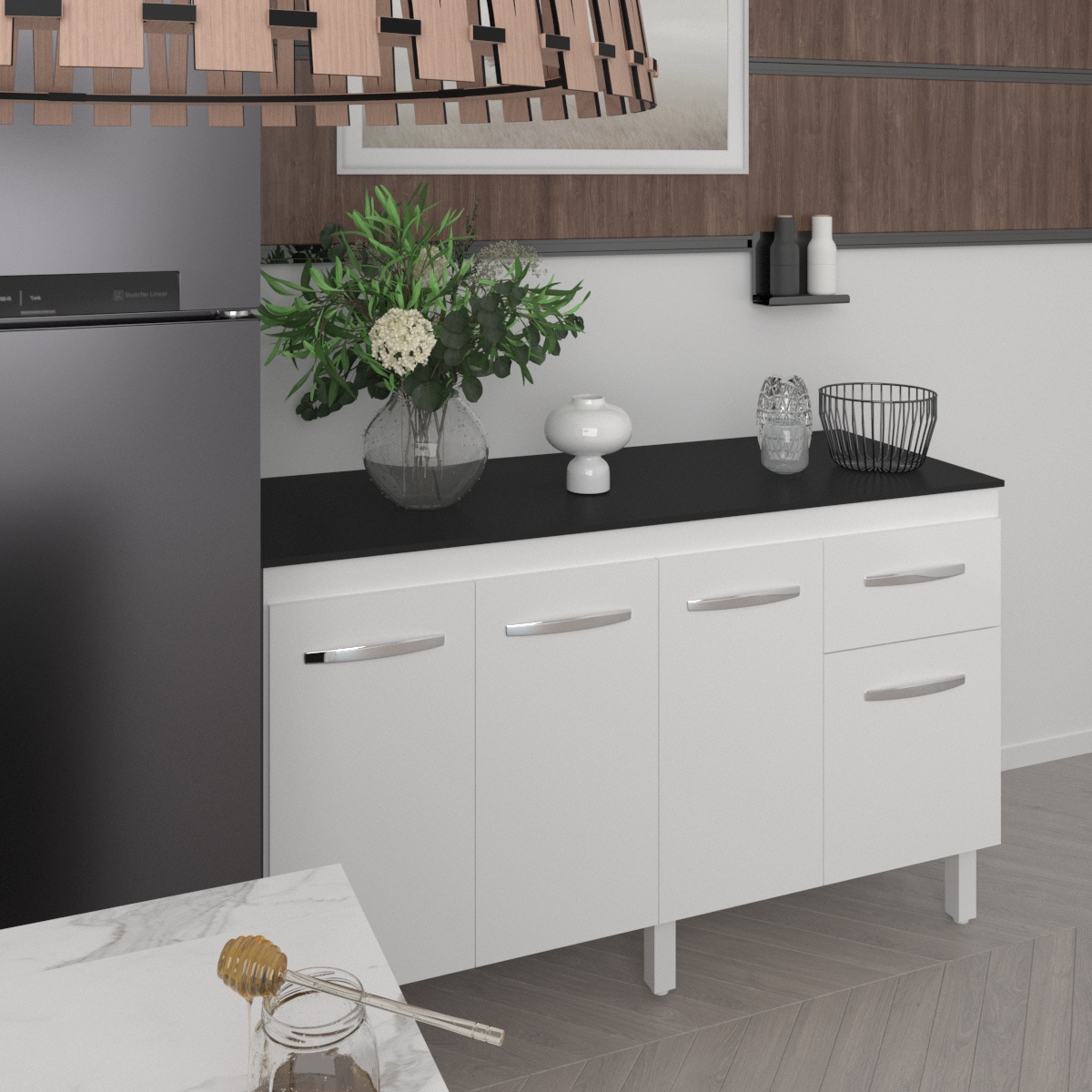 Tampo Tampão MDP 15 mm Mobília Decor Para Balcão de 140 cm Preto 