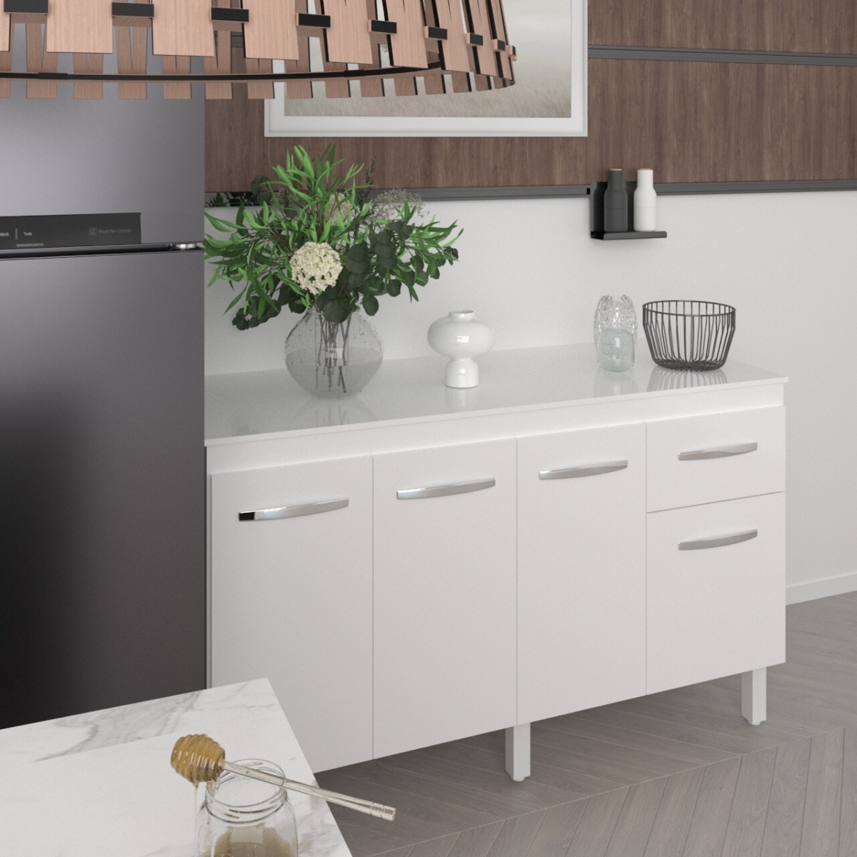 Tampo Tampão MDP 15 mm Mobília Decor Para Balcão de 160 cm Branco 