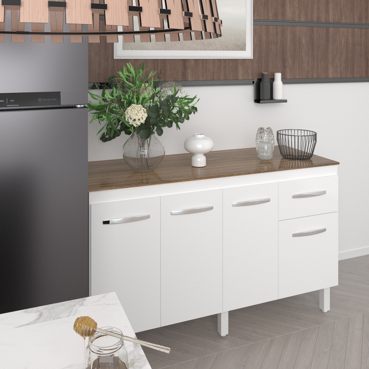 Tampo Tampão MDP 15 mm Mobília Decor Para Balcão de 160 cm Savana 
