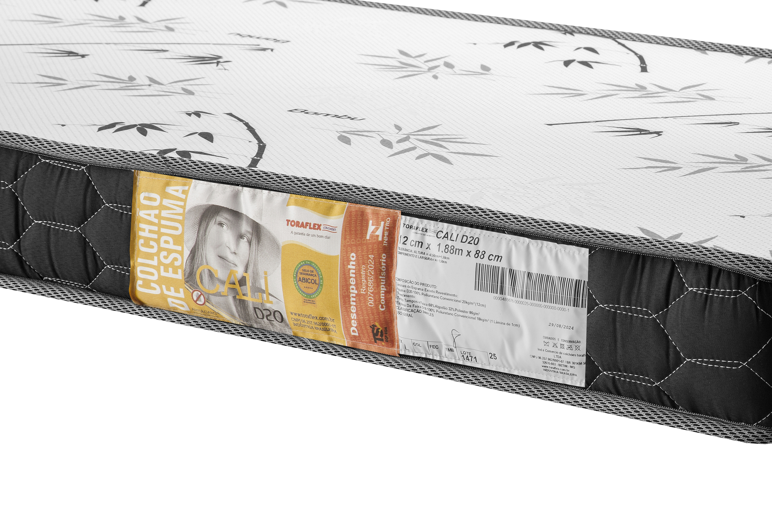 Colchão Solteiro 188x88x12 Cali 100% Espuma D20 Antiácaro - 