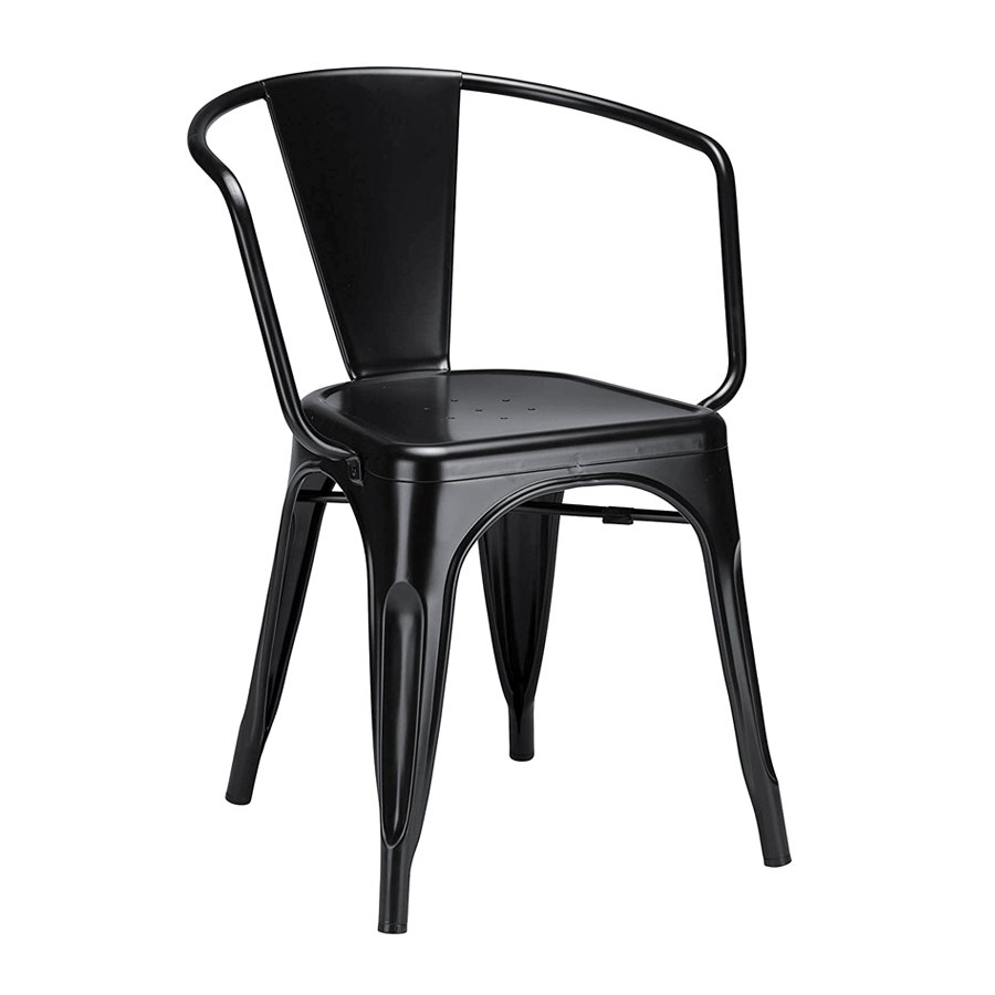 Cadeira Iron Tolix com braços - Industrial - Aço - Vintage - Preto