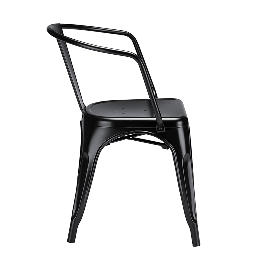 Cadeira Iron Tolix com braços - Industrial - Aço - Vintage - Preto