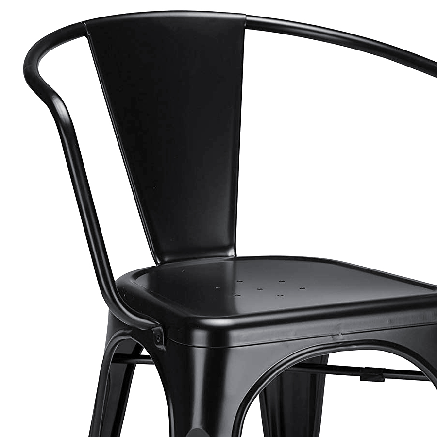 Cadeira Iron Tolix com braços - Industrial - Aço - Vintage - Preto