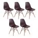 Kit 5 cadeiras Charles Eames Eiffel DSW com pés de madeira clara Marrom
