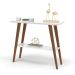 Aparador Caio 90x30 Tampo MDF 30mm pé em Madeira Branco/Amadeirado