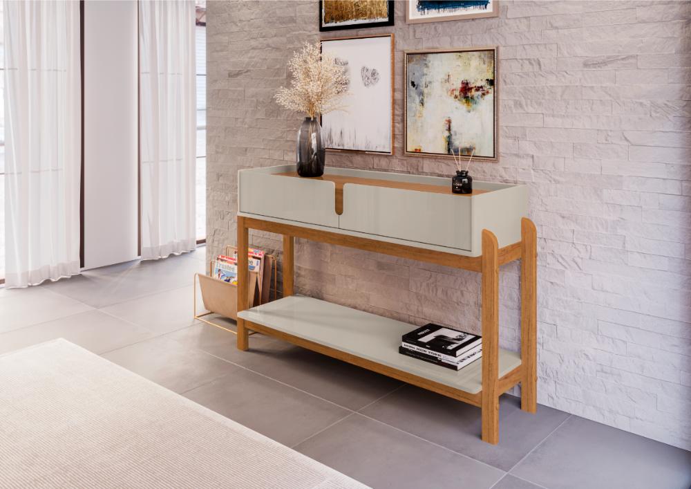 Aparador Lizz C/ 2 Gavetas e Suporte Inferior Off White Cedro