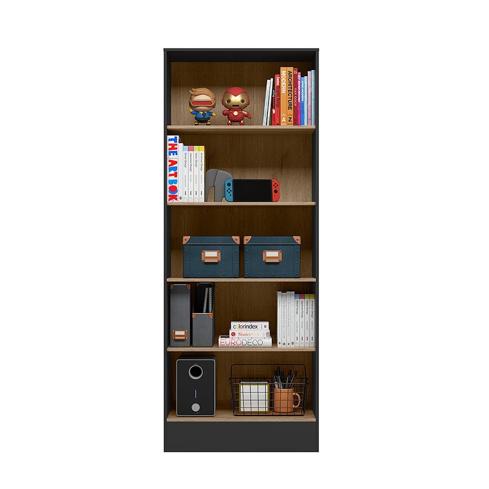 Armário Shadow Pixel 3 Nichos 2 Preto Fosco/Carvalho Toq Rústico