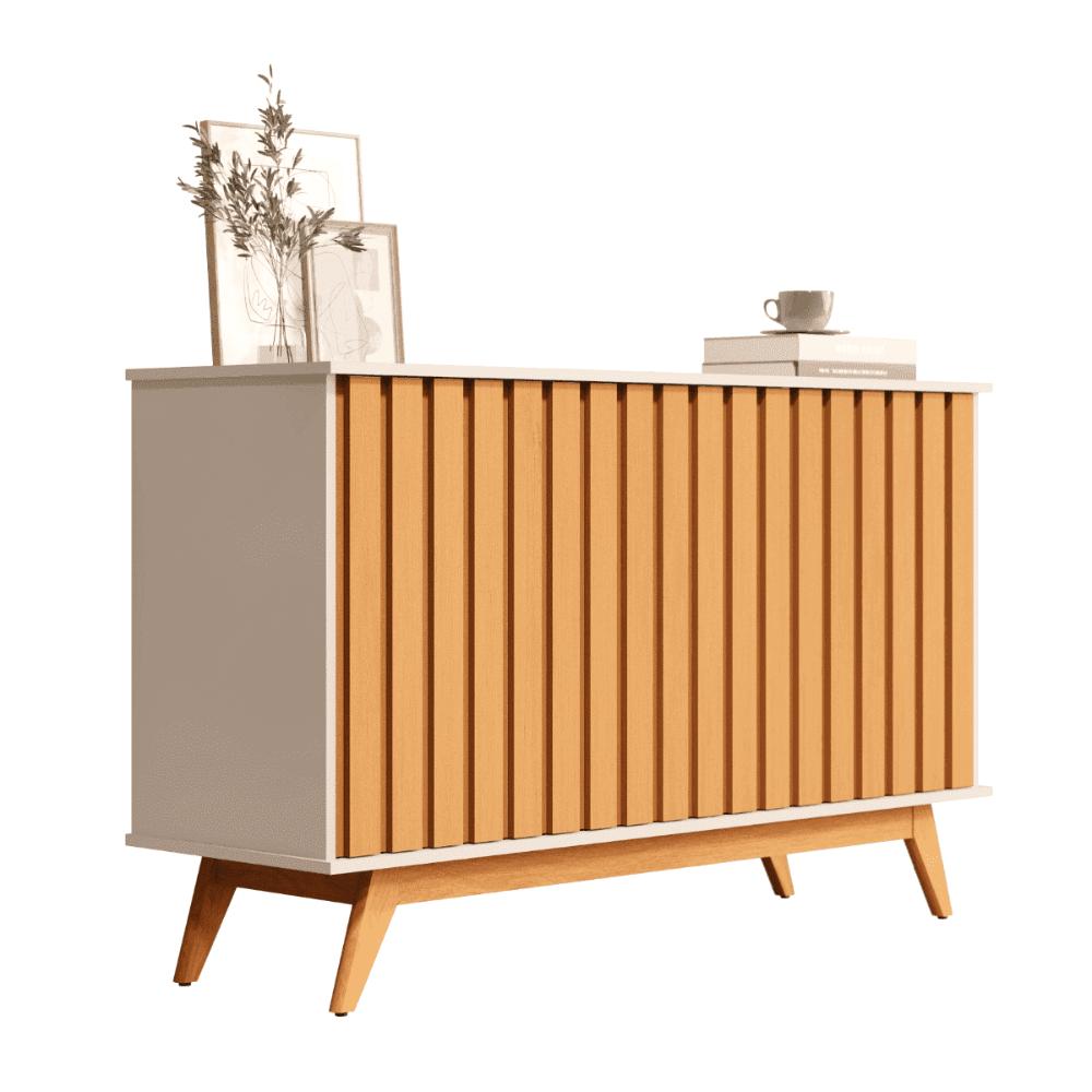 Balcao Buffet 3 portas Ripado 1,36 Flora Off White Nature