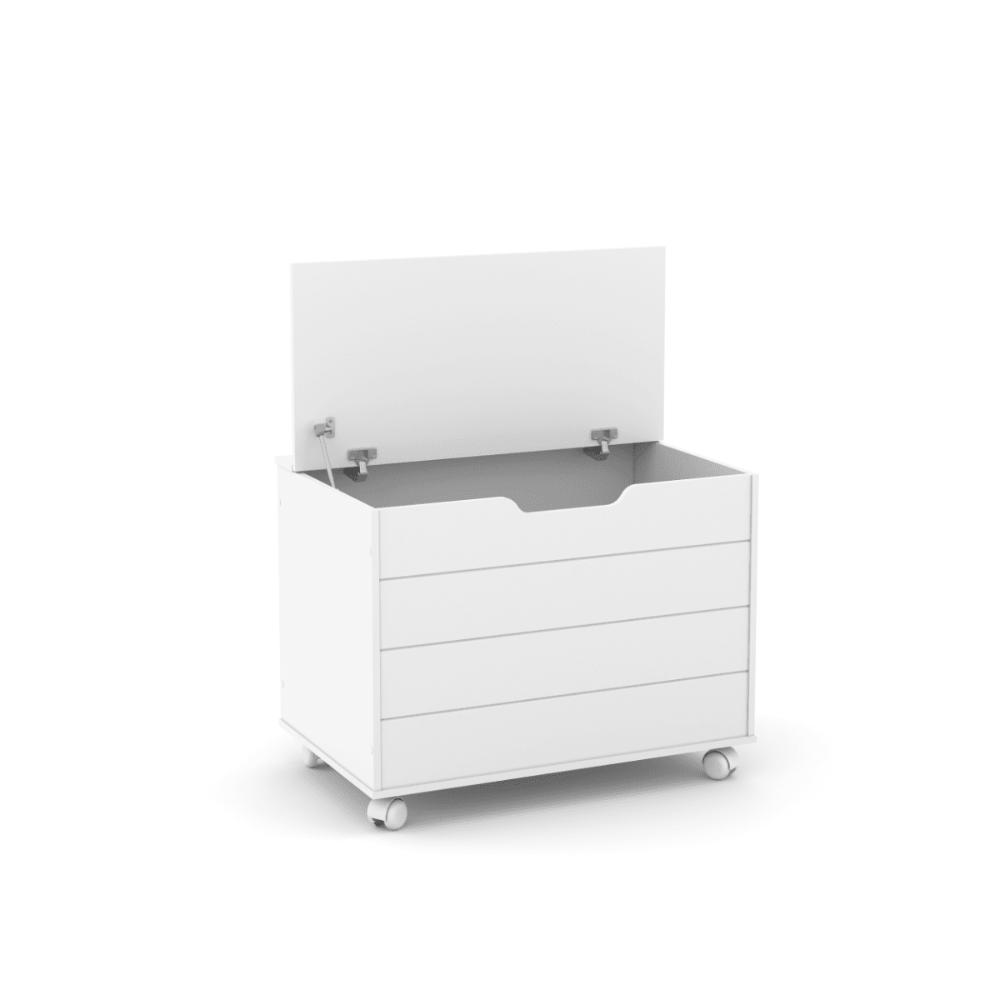 Bau Caixa De Brinquedos Brink Com Tampa E Rodizios Branco