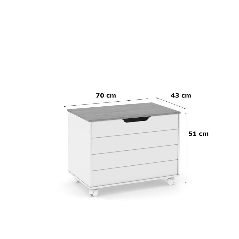 Bau Caixa De Brinquedos Brink Com Tampa E Rodizios Branco