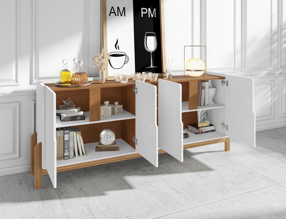 Buffet 4 Portas c/ Prateleiras Lizz 1,90 Branco/Cedro