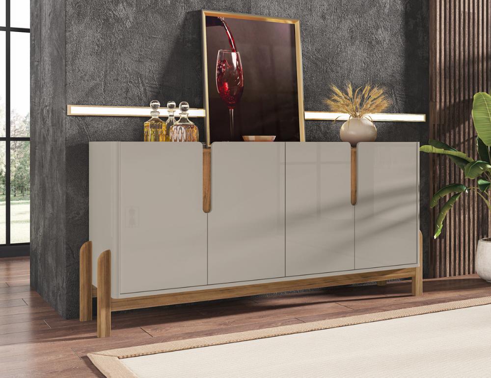 Buffet 4 Portas c/ Prateleiras Luna 1,70  Off-White/Cedro
