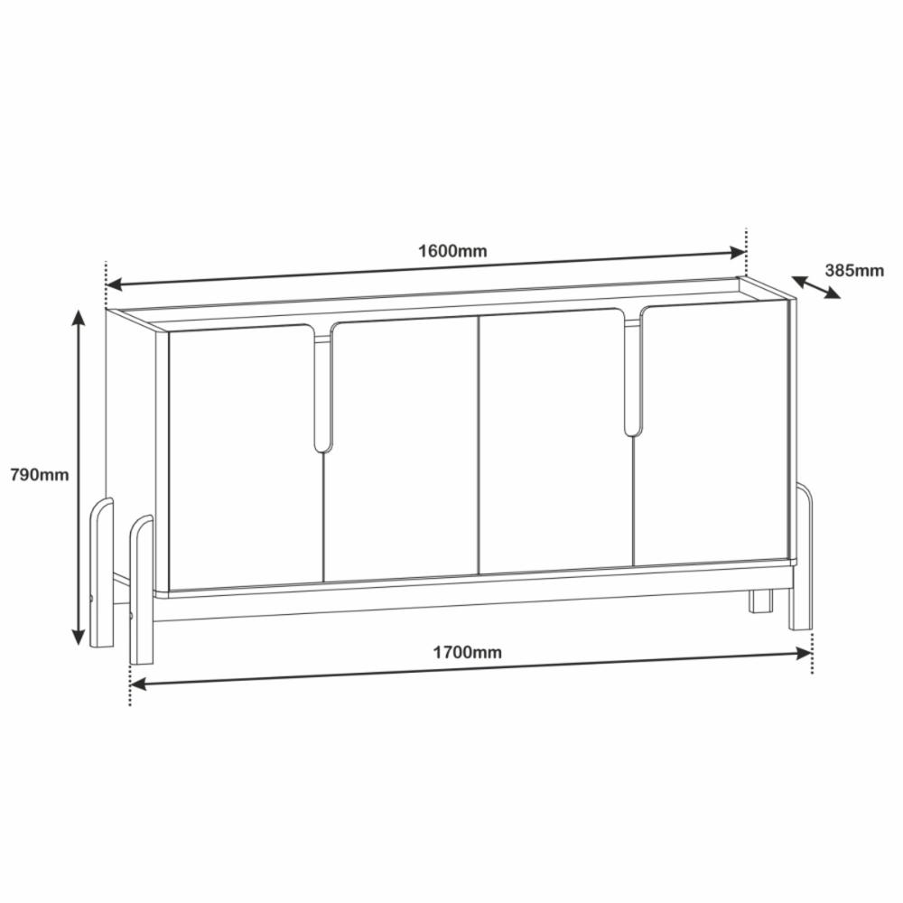 Buffet 4 Portas c/ Prateleiras Luna 1,70  Off-White/Cedro