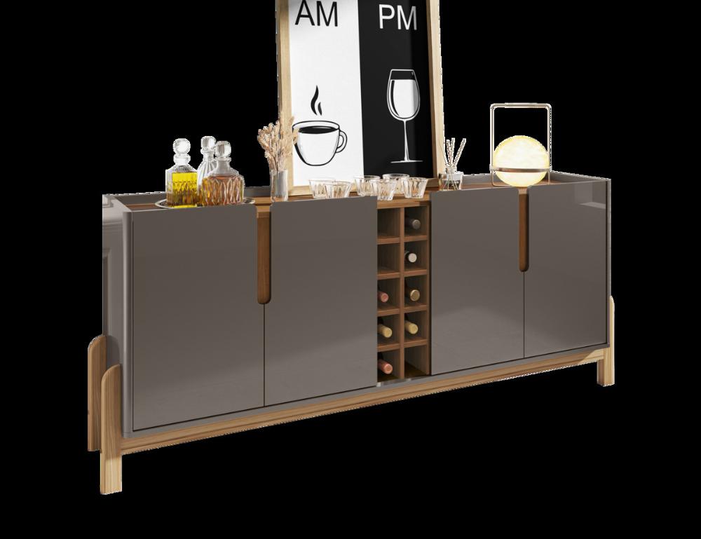 Buffet 4 Portas c/ Prateleiras Luna 1,90 Cinza Perola/Cedro