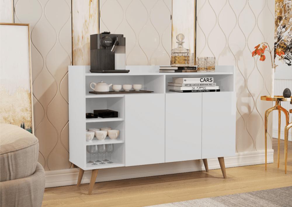 Buffet Aparador 3 Portas Nichos Retro Elba Branco
