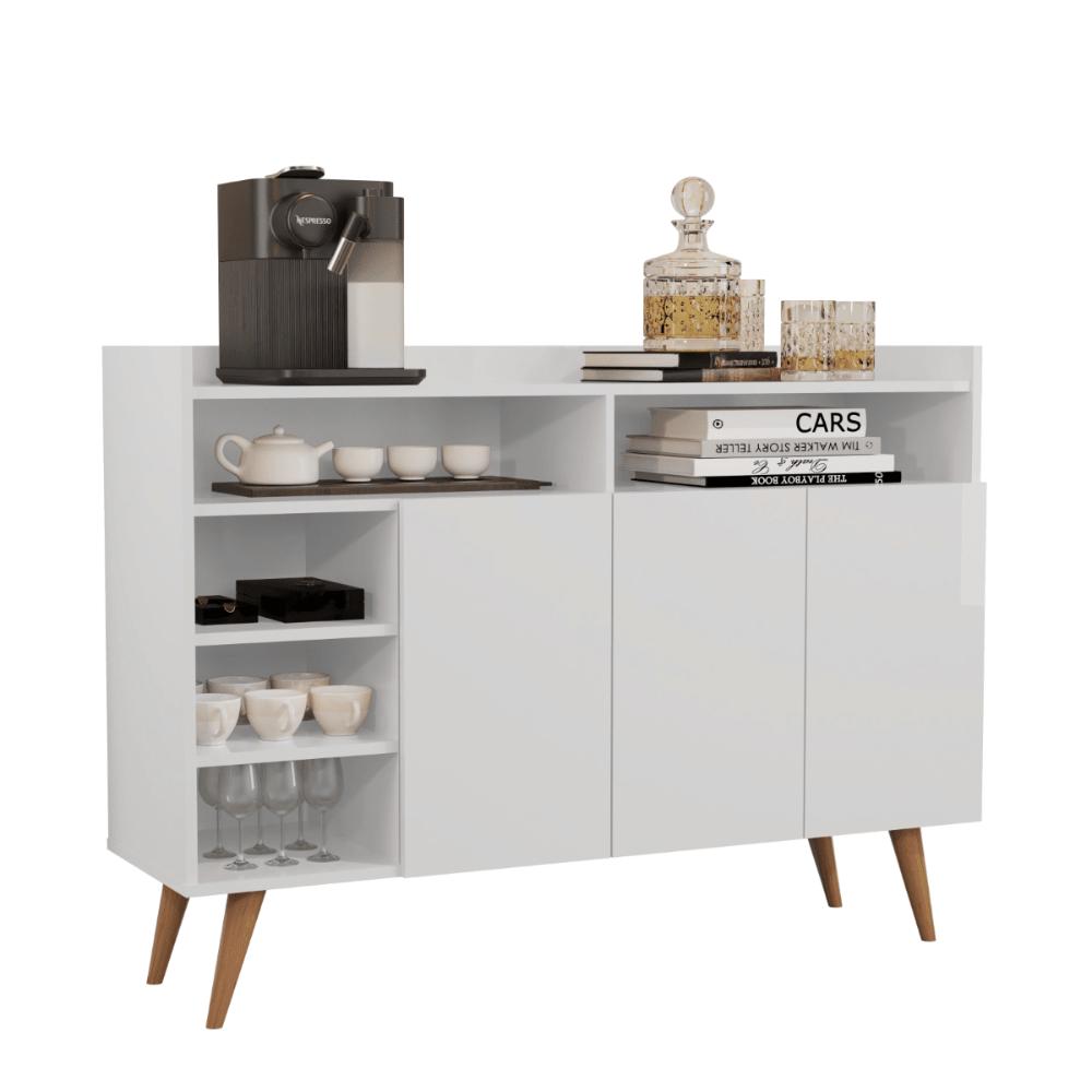 Buffet Aparador 3 Portas Nichos Retro Elba Branco