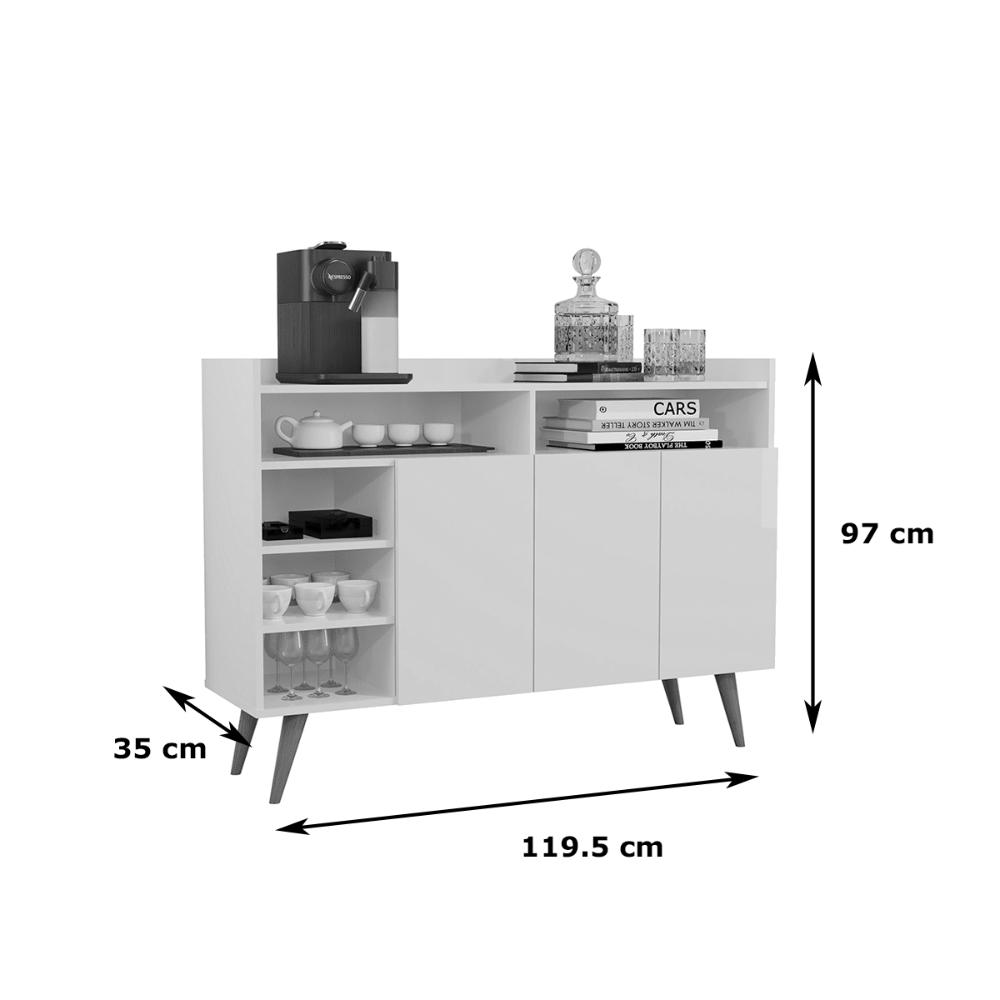 Buffet Aparador 3 Portas Nichos Retro Elba Branco