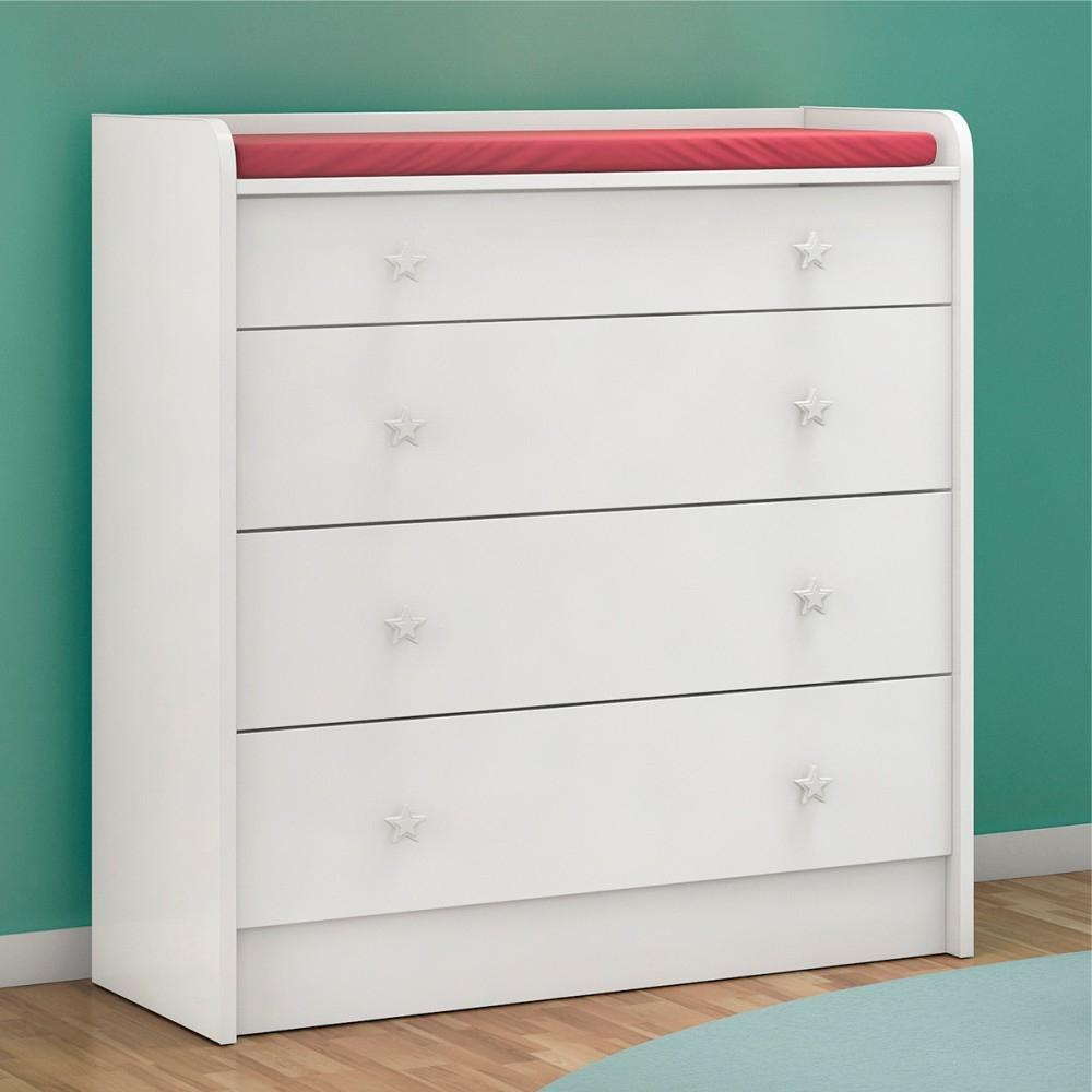 Cômoda Luna com Trocador e 4 Gavetas Branco