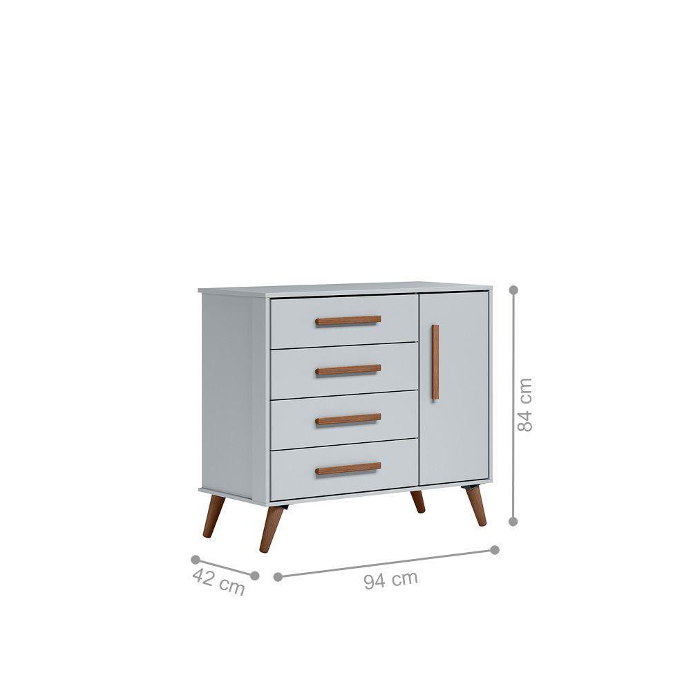 Cômoda Sapateira 1 Porta 4 Gavetas Retrô Cinza Luma
