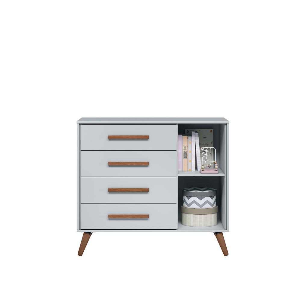 Cômoda Sapateira 1 Porta 4 Gavetas Retrô Cinza Luma