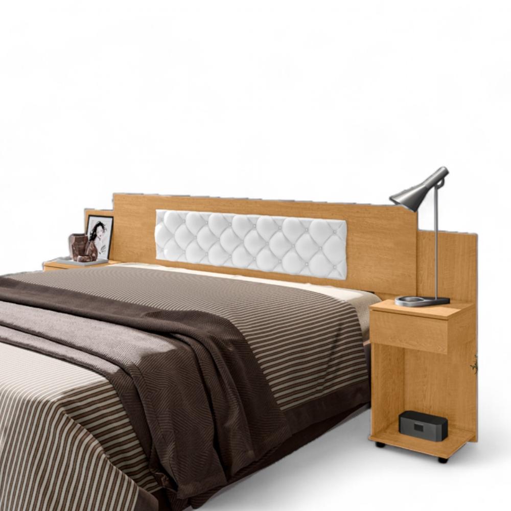 Cabeceira Ajustável Arabella Naturalle com Capitonê Branco