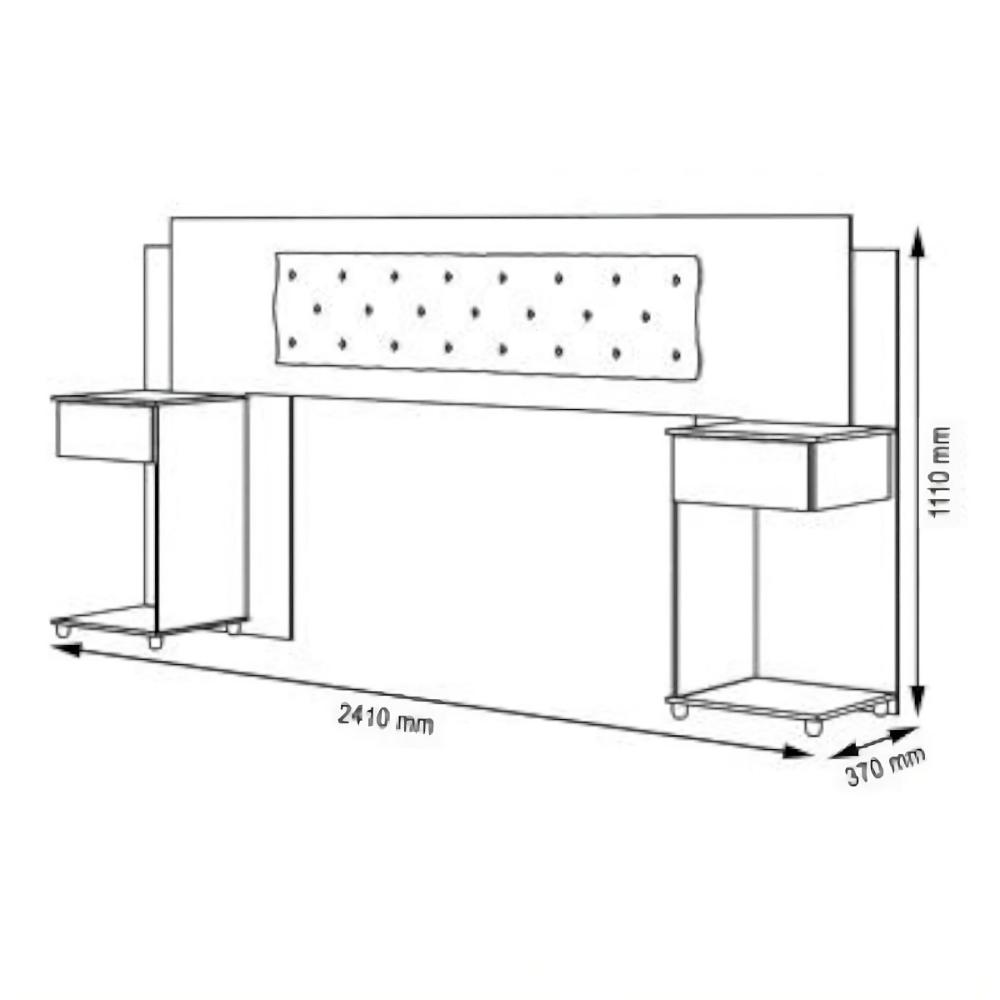 Cabeceira Box Ajustável com Mesa de Cabeceira Arabella Branca