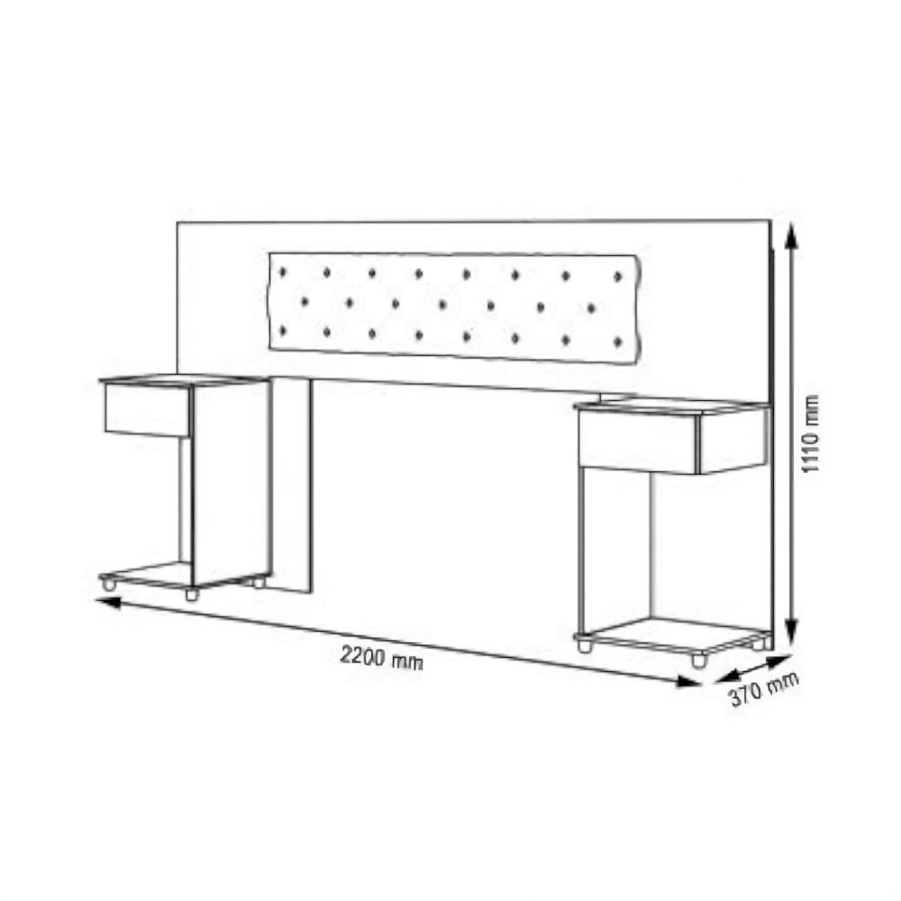 Cabeceira Box Ajustável com Mesa de Cabeceira Arabella Malbec