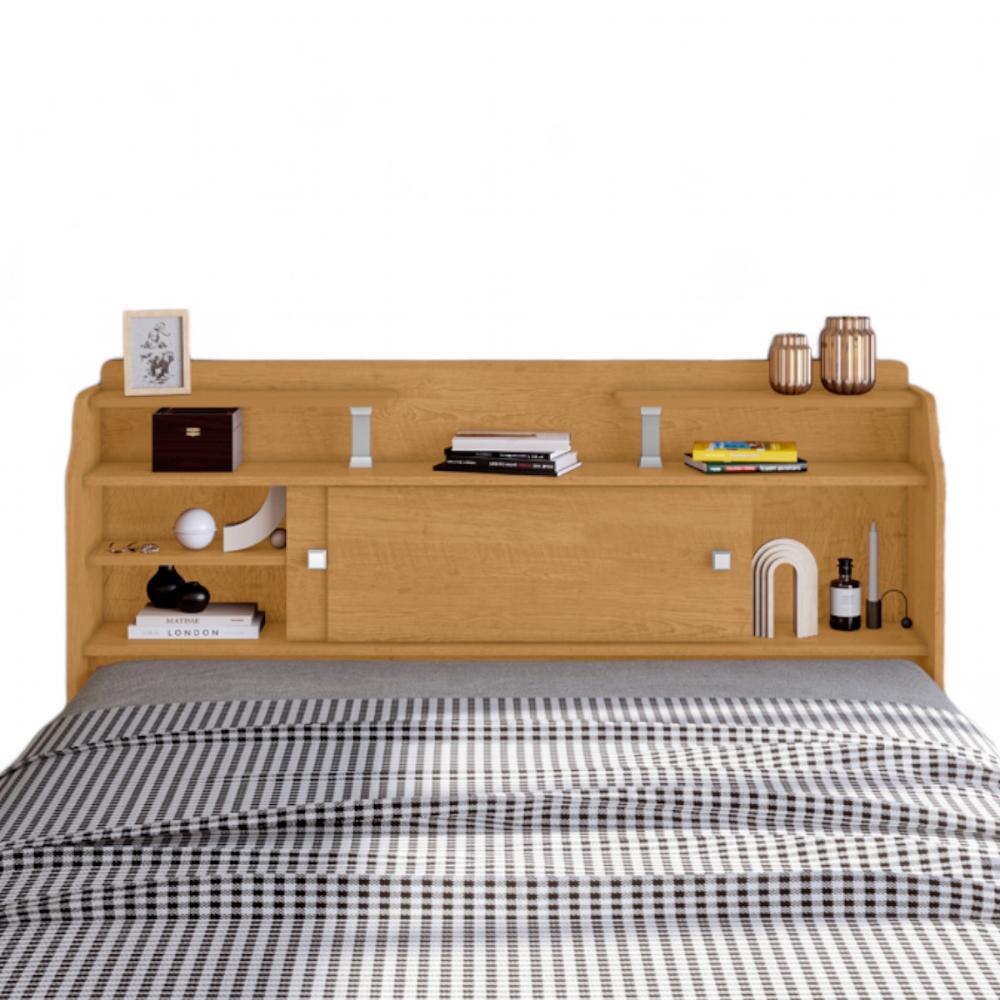 Cabeceira Casal Com Portas Crystal Naturalle E Off White