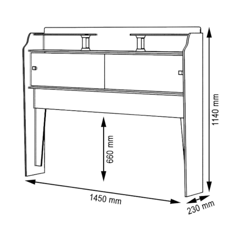 Cabeceira Casal Com Portas Crystal Naturalle E Off White